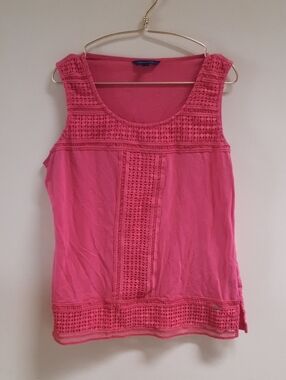 Tommy Hilfiger Reddish Pink Crochet-Detail Tank